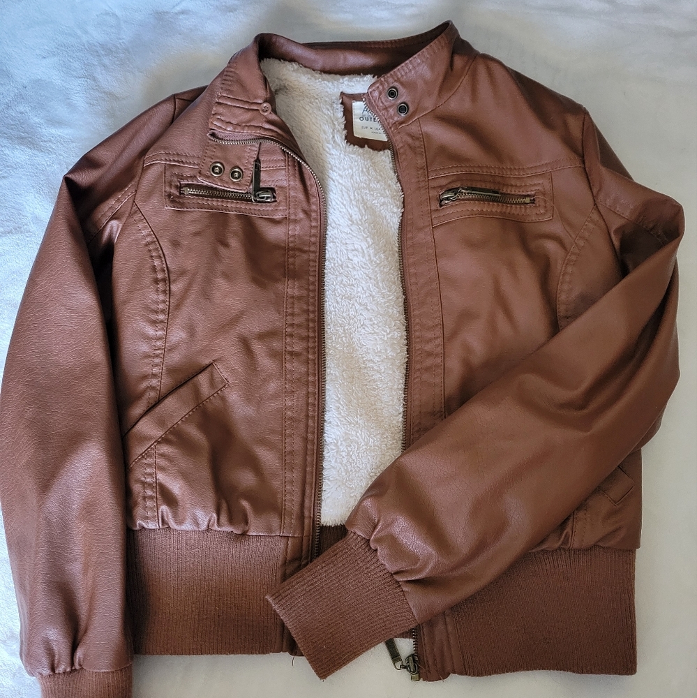 Faux Leather Bomber Jacket
